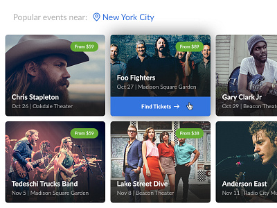 SeatGeek Popular Events concerts events music tickets ui ux web design