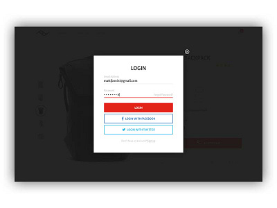Peak Design Login ecommerce login sign in ui ux web design