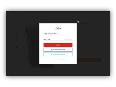 Peak Design Login ecommerce login sign in ui ux web design