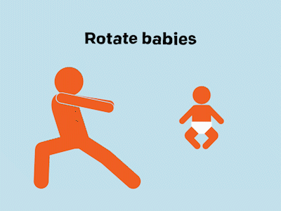 Rotate Babies Dribbble 2 animation baby character diaper force gif illustration levitation motion design psychokinesis stick figure telekenesis toilet vector