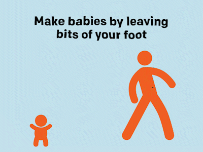 Make babies by leaving bits of your foot animation clone gif illustration stick figure vector walk cycle walking