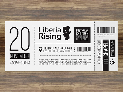 Liberia Rising brochure liberia print ticket