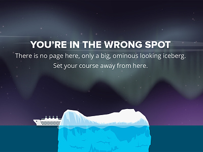 404 page - Iceberg 404 aurora borealis iceberg northern lights titanic web design