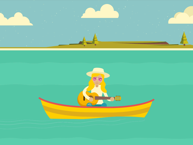 Track tailors - Indie acoustic animation boat canoe folk forest gif girl guitar indie instagram lake mountains music nature river track tailors vector