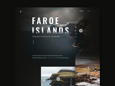 Faroe Islands Website - Closer Look dark design faroe guide homepage island islands mountains nature ocean travel ui uidesign web webdesign website wild