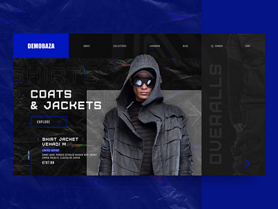 DEMOBAZA | Concept blue branding dailyui dark demobaza design fashion futuristic homepage neon online shop ui uidesign ux web webdesign