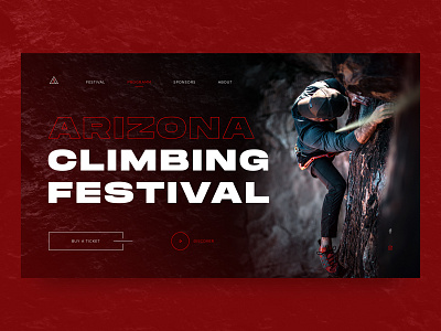 Climbing Festival | Concept black climb climbing dailyui dark design hiking homepage mountains red rock sport sports ui uidesign ux web webdesign