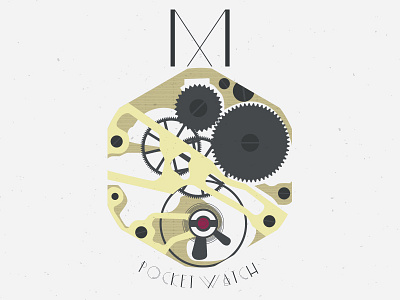M Pocket Watch clock cmyk design gears geometric geometry logo minimal minimalist rgb time watermark