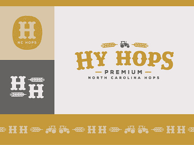 Hoppy beer brewery distressed h identity logo monogram