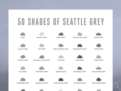 50 Shades of Seattle Grey cloud pnw poster print seattle wa