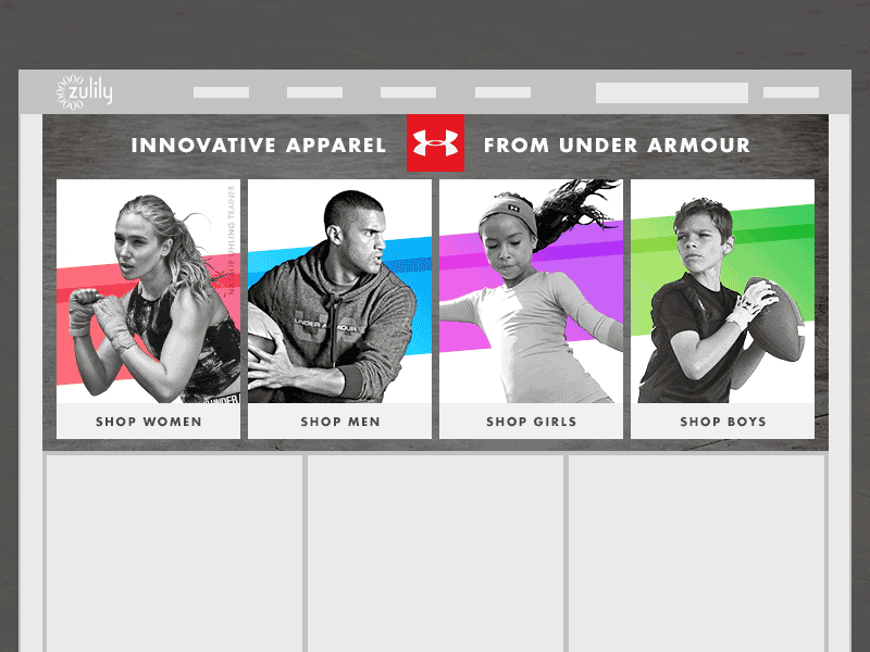 Under Armour Treatment active athletic gif homepage hover interaction movement sports under armour web