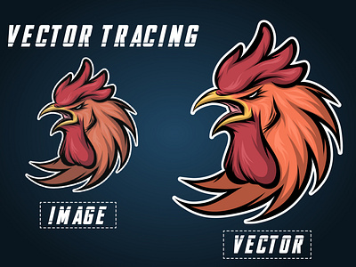 Hen head Vector tracing/redraw logo