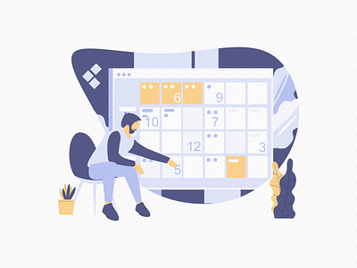 Illustration of a person observing calendar