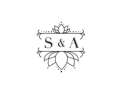 S & A indian lotus lotus flower monogram wedding