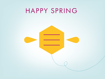 Happy Spring bee hexagon spring