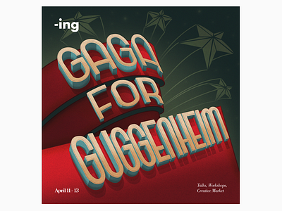 ING CREATIVES - GAGA FOR GUGGENHEIM design digital paint hand lettering illustraion illustration lettering lettering artist procreate retro scifi social media