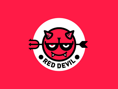 RED Devil 2d bi character graphic icon logo