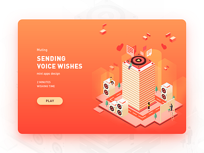 Send Your Wishes colors illustration isometric landing ui
