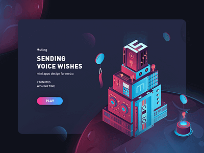 Sending voice wishes colors illustration isometric landing ui