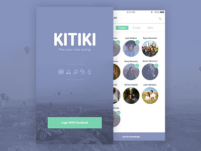 Plan Outing Concept app friends ios login mobile social ui user interface ux