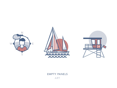 Empty Panel Art app empty panel icons illustration ios lifeguard line art profile sailboat