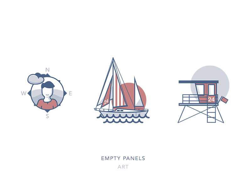 Empty Panel Art profile lifeguard sailboat illustration line art icons ios app empty panel