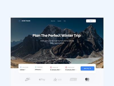 Winter themed Vacation Booking Website Concept design uiux vacation web web design winter
