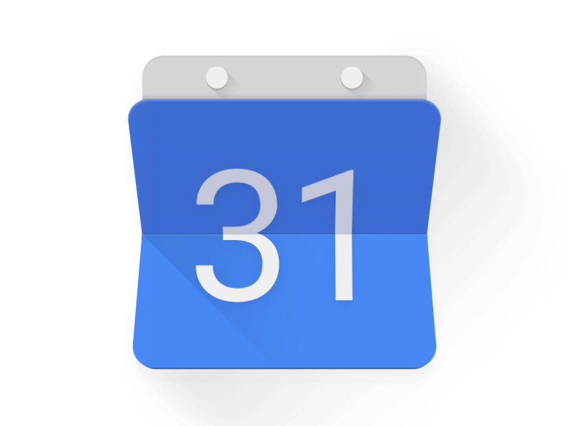 A GIF of the Google Calendar icon (blue background with white numbers) flipping from 1 to 31
