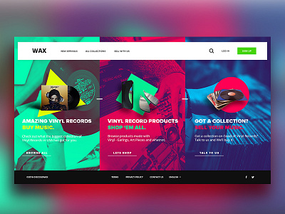 Wax Website Concept colors design development duotone records vinyl vinyl records web webdesign website