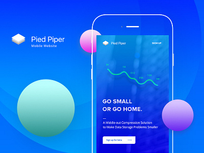 Pied Piper Mobile Website clean homepage invite landing landing page minimal pied piper typography ui web webdesign website