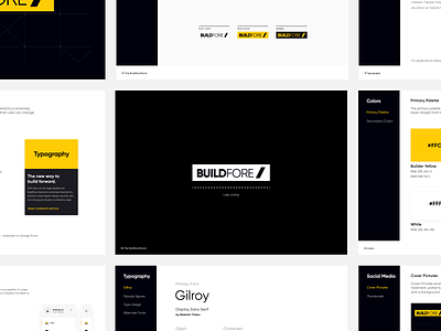 Buildfore Brand Guide brand branding builder building clean construction design guide guidebook identity industry logo monogram yellow