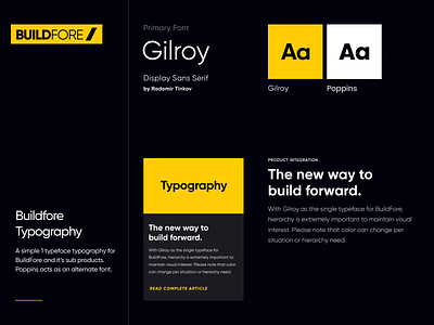 BuildFore Typography brand branding builder building clean construction design font gilroy identity industry logo monogram typography yellow