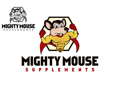 Mighty Mouse Mascot Logo abstract branding cartoon logo design gaming logo illustration logo logodesign mascot logo modern logo symbol