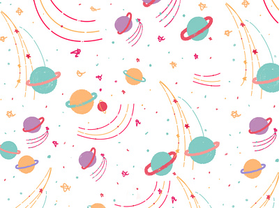 SPACE Children's Surface Pattern childrens design childrens illustration design graphic design illustration illustration art illustration design pattern planets space