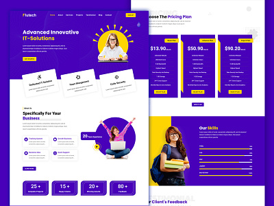 Flutech - one page html template agency website bootstrap business computer css3 html css html5 it solutions landingpage logo scretch template design ui ux ui design webdesign website website builder website concept xd xd design