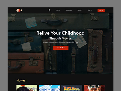 Rewind Retro movie streaming Landing page