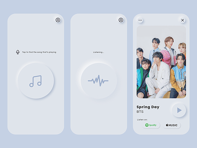 Music Discovery App bts daily ui music app music discovery app music player neomorphism spring day ui ui design ux design