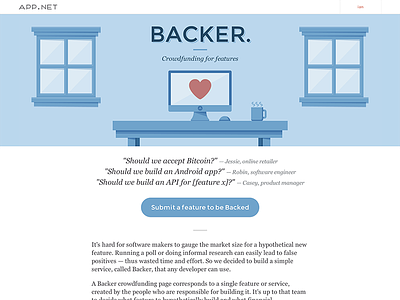 Backer by App.net app.net backer computer crowdfund desk