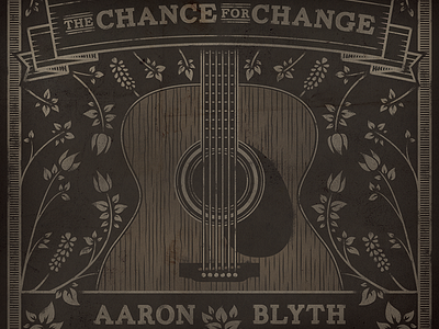 Aaron Blyth Album Cover banner flowers foliage guitar music vintage