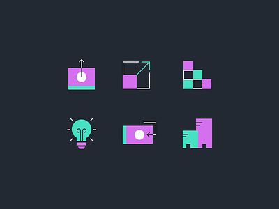 Compare page icons building grow icons neon scale