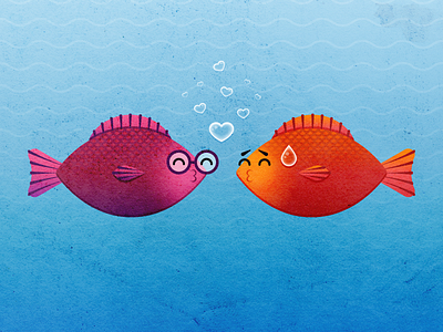 Happy Valentine's Day! bubbles cute fish hearts nervous valentines day