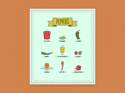 Peppers Poster! cute fruit pepper spicy vegetable