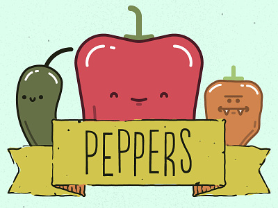 Peppers! on Threadless bell pepper cute fruit habanero jalapeno vegetable