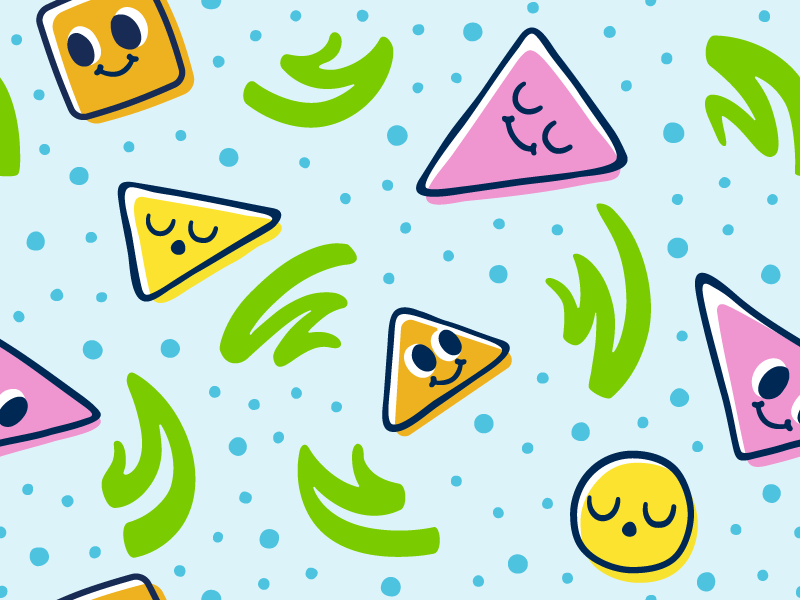 Chill Li'l Shapes retro pattern abstract shapes faces cute 80s pattern 90s cartoon