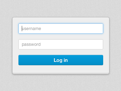 Log in screen