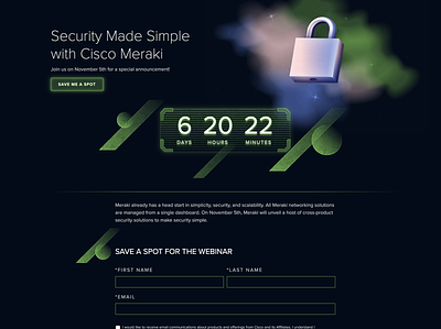 Security Made Simple by Cisco Meraki abstract clouds futuristic metal nebula padlock reflection shapes space stars