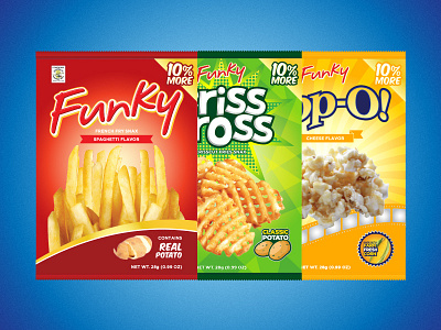 Package Redesign for Funky Sancks branding chips criss cross design fries funky manila packaging philippines pop o popcorn snack