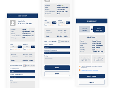 Transfer Money UI Mobile Screen