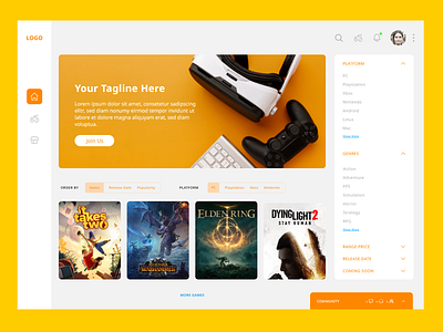 Homepage dashboard for gaming website adobe xd dashboard design game gaming indonesia indonesia designer ui web design website