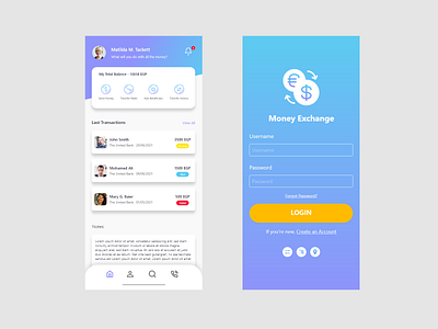 Login and main page in money exchange UI mobile design adobe xd app design design figma indonesia indonesia designer indonesian mobile mobile design ui ux